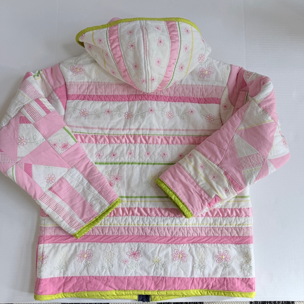 Handmade Upcycled Pink Floral Print Quilt Jacket Size M/L - Picture 15 of 16